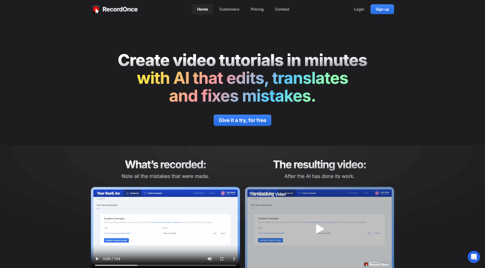 RecordOnce：AI驱动的视频教程制作工具