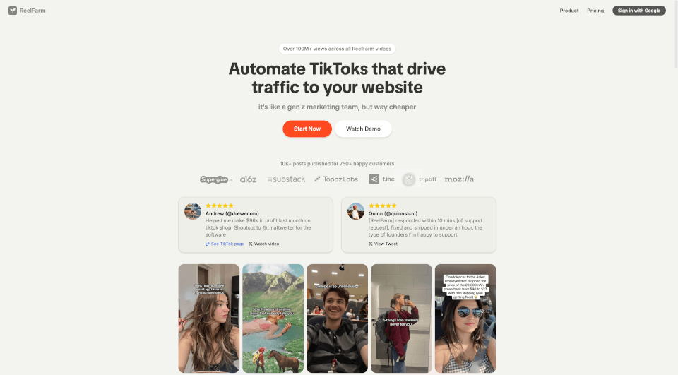 ReelFarm：用AI自动化TikTok营销，轻松引流到网站