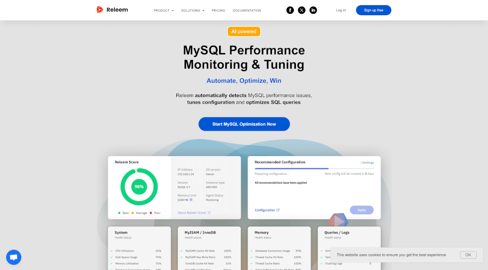 Releem：轻松优化MySQL性能的自动化工具