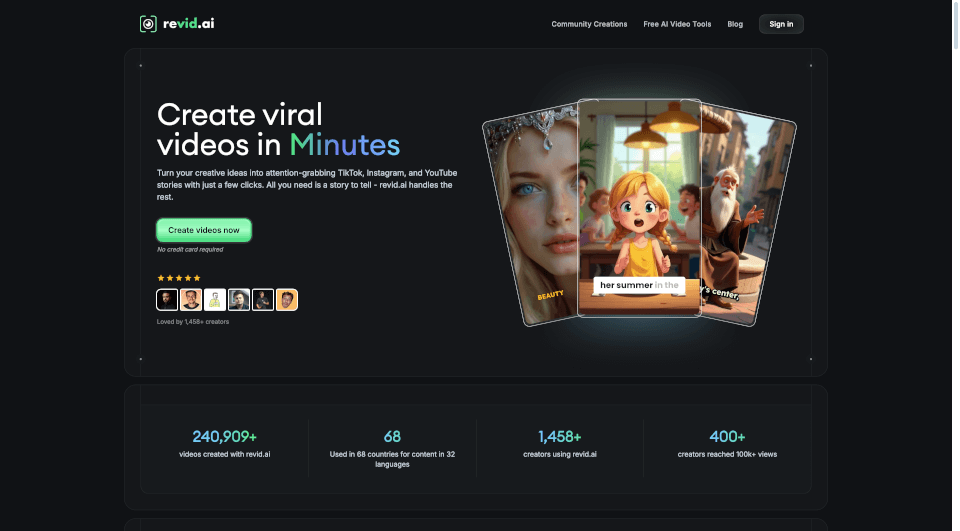 RevidAI：快速生成引人注目的短视频工具