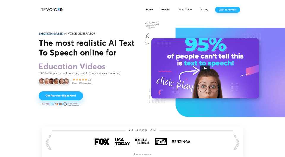 Revoicer：最佳在线AI语音生成器，支持多语言和情感语音
