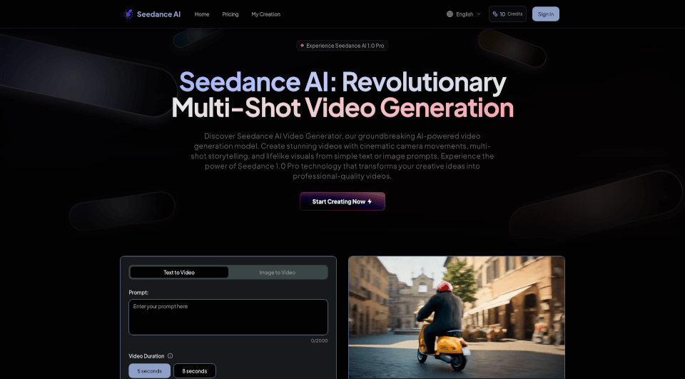 SeedanceAI视频生成器：多镜头高清电影级视频制作神器