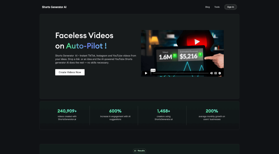 ShortsGenerator.ai：快速制作高质量AI短视频