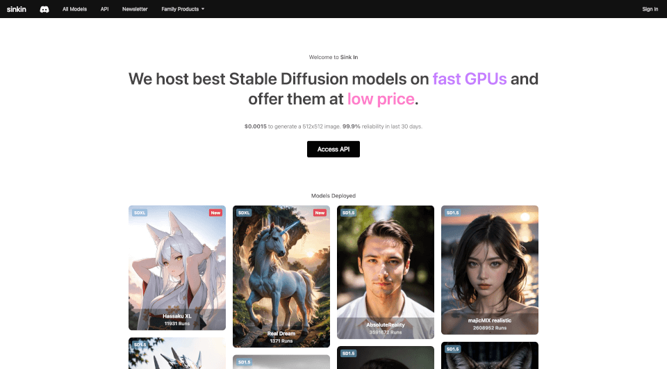 SinkIn：稳定扩散AI图像生成器