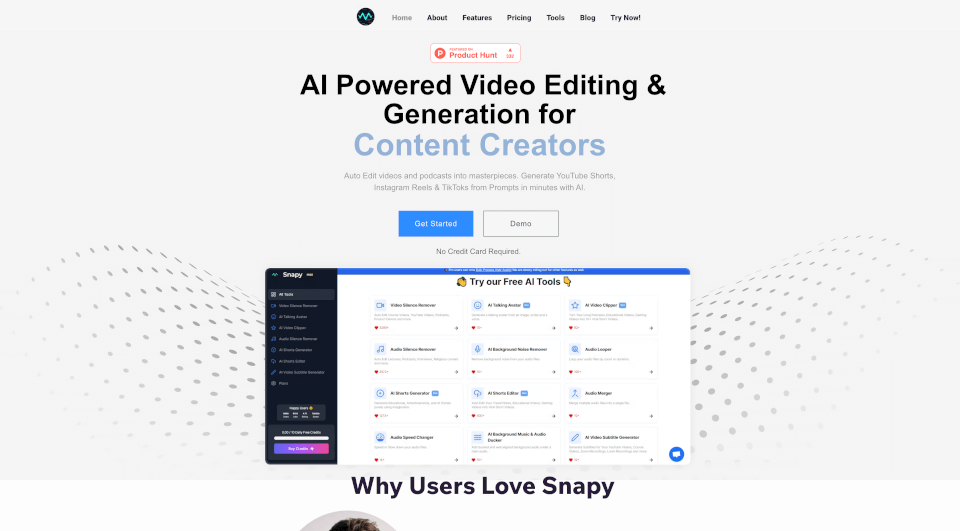 Snapy：免费AI视频编辑工具，轻松制作短视频