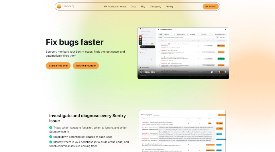 Sourcery：自动修复Sentry问题的AI工程师
