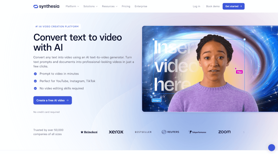 Synthesia：AI文本转视频工具，轻松制作多语言视频