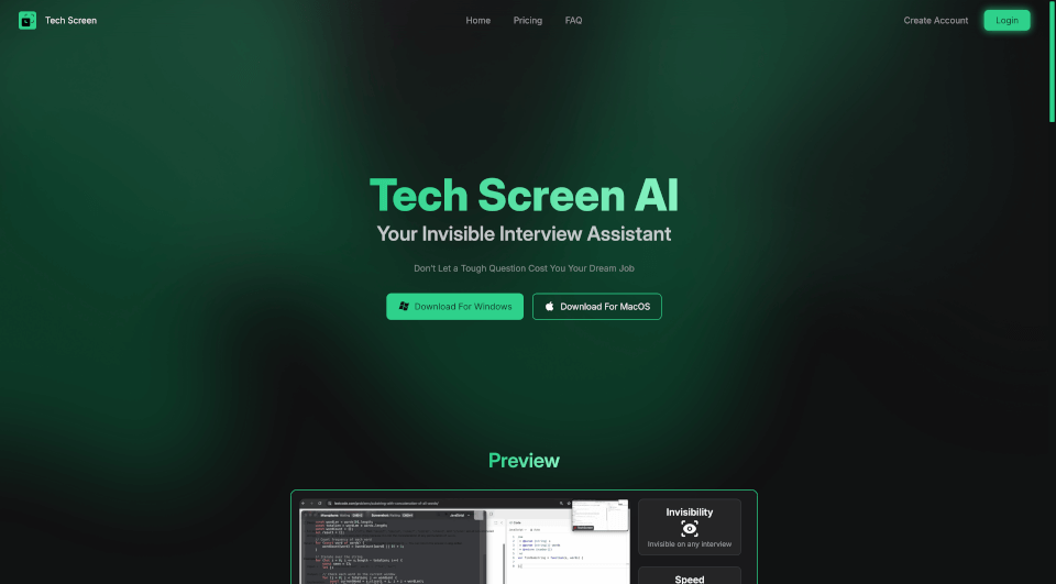 TechScreen：隐形AI面试助手，实时解答技术难题