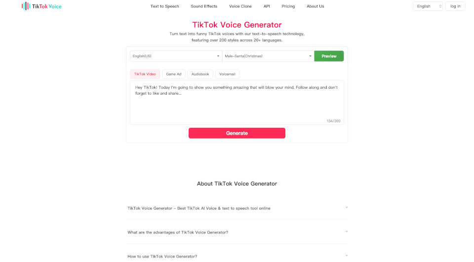 TikTokVoiceGenerator：生成有趣的TikTokAI声音