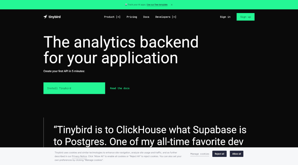 Tinybird：快速交付分析后端解决方案