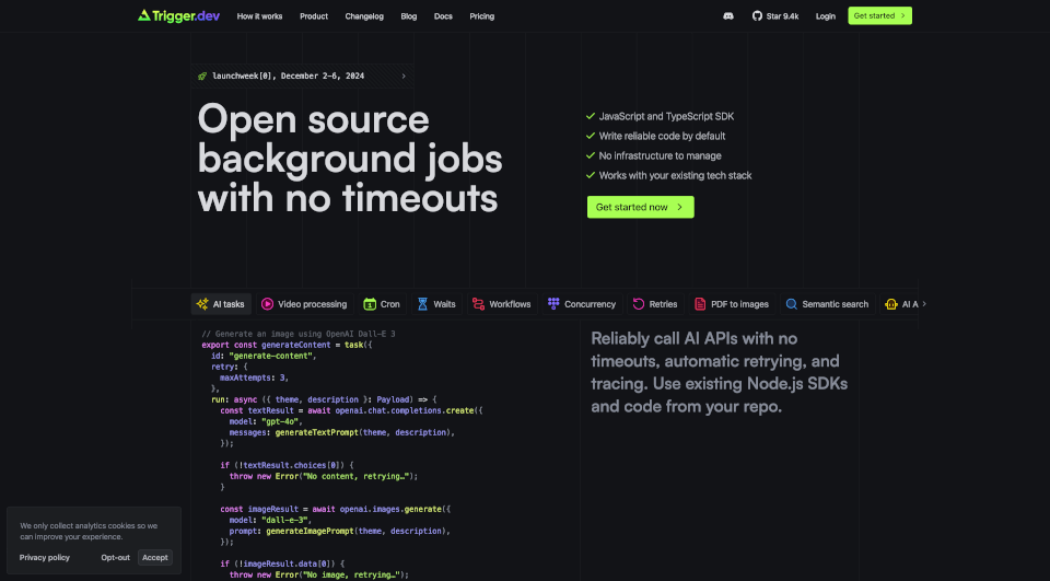 Trigger.dev：开源背景任务处理平台，无超时限制