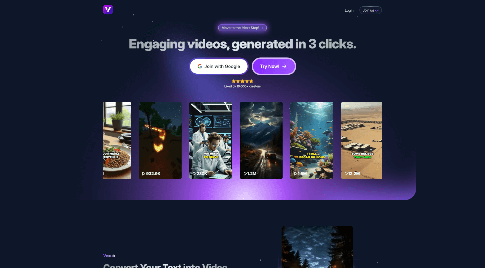 VexubAI视频生成器：文字秒变高质量视频