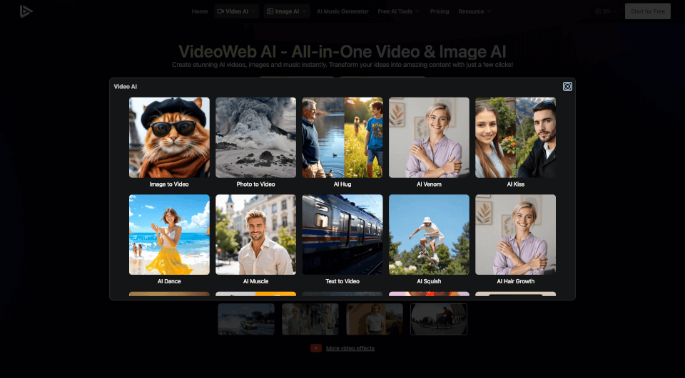 VideoWebAI：一站式AI视频图片生成工具