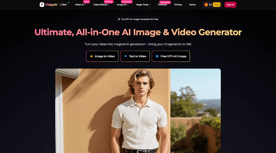 VidgoAI：免费图片转视频AI生成器，高质量动态视频一键制作