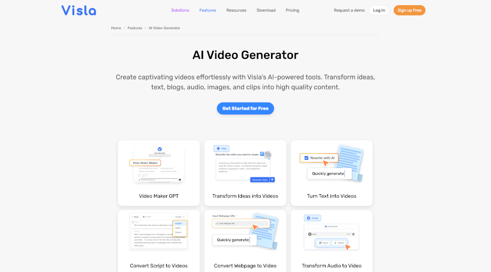 VislaAI视频生成器：轻松创建高质量视频内容
