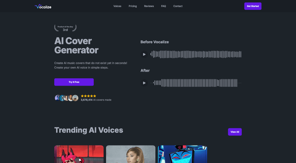 Vocalize：用AI声音轻松创作音乐翻唱和文本转语音