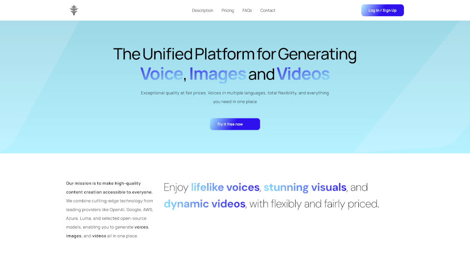 VoiceGen：一站式语音、图像和视频生成平台