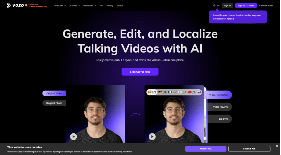 Vozo：AI视频生成与本地化工具