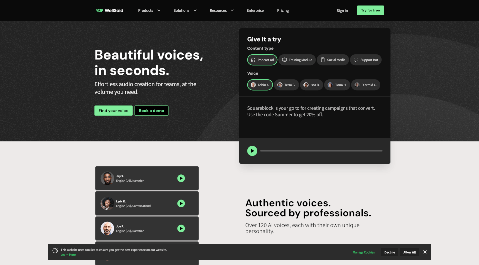 WellSaid：为企业打造自然、高效的AI语音生成工具