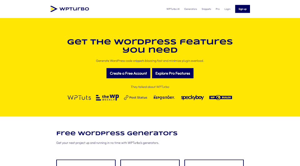 WPTurbo：快速生成WordPress代码片段的终极工具