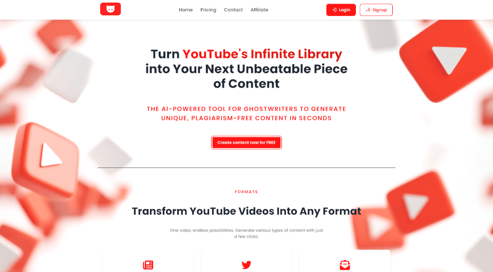 YTCopycat：将YouTube视频转化为多种内容形式的AI工具