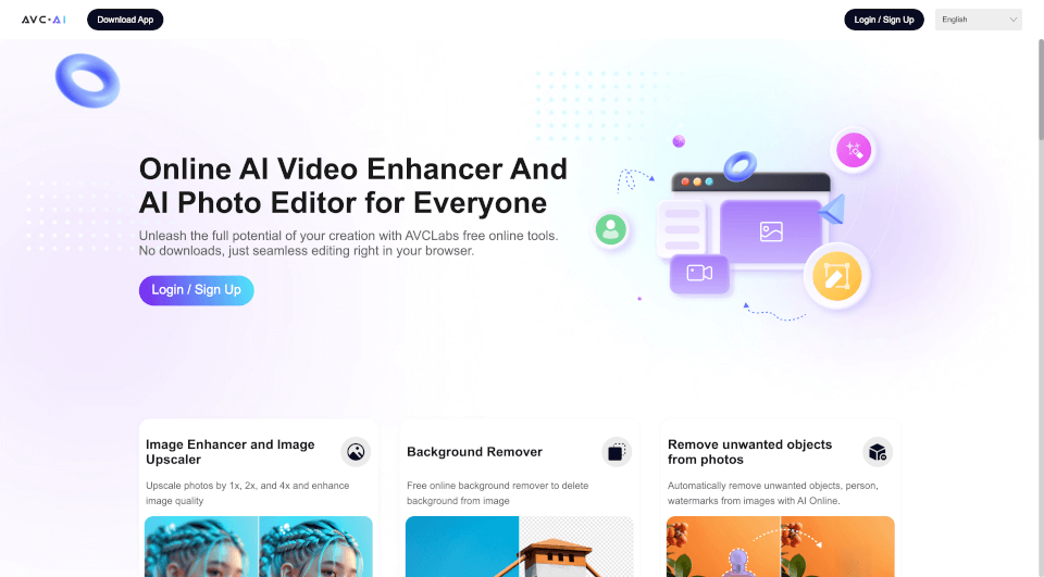AVCLabs：在线AI图像和视频增强工具，一键提升画质