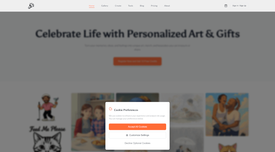 Celebration Art：个性化AI艺术与礼品定制平台