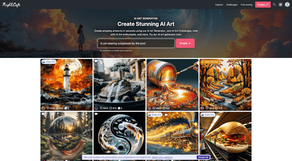 NightCafeAI艺术生成器：多种AI模型，免费创作