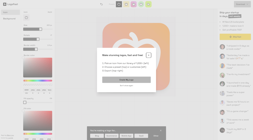 LogoFast：免费AI标志生成工具，快速创建精美标志