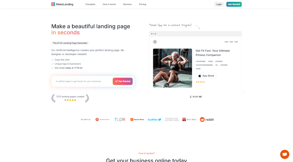 MakeLanding：AI落地页生成器，快速创建精美页面