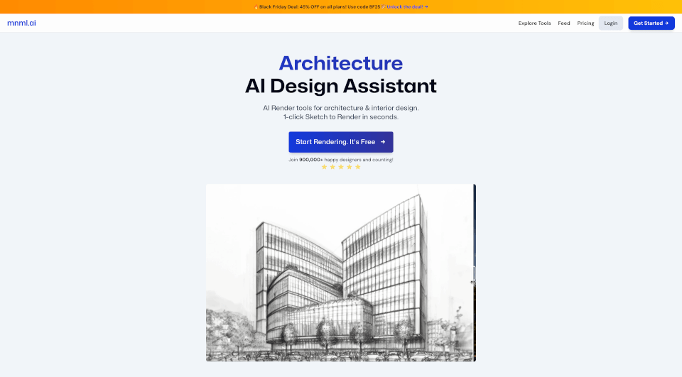 mnml.ai：快速生成建筑与室内设计渲染图的AI工具