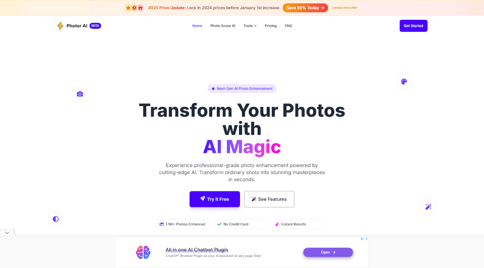 PhotorAI：AI驱动的照片分析与修复工具