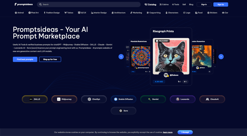 Promptsideas：AI提示词创意市场，灵感与变现的完美结合