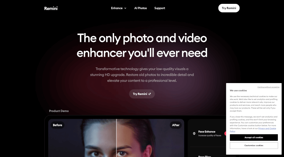 Remini：AI照片和视频增强工具，轻松提升画质