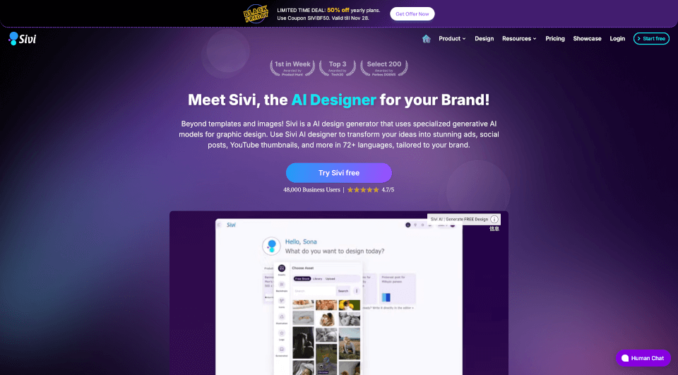 SiviAI设计生成器：多语言、多尺寸的创意设计工具