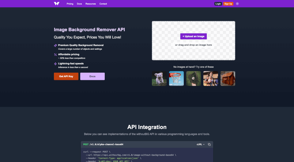 withoutBGAPI：高效去除图像背景，注册即享50次免费试用