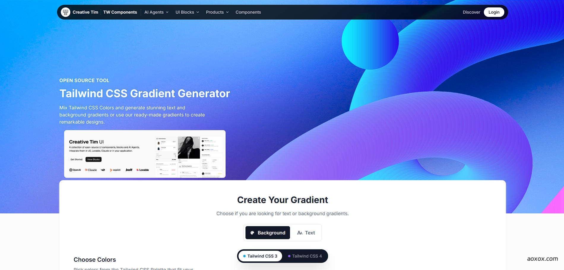 Tailwind CSS渐变生成器官网首页