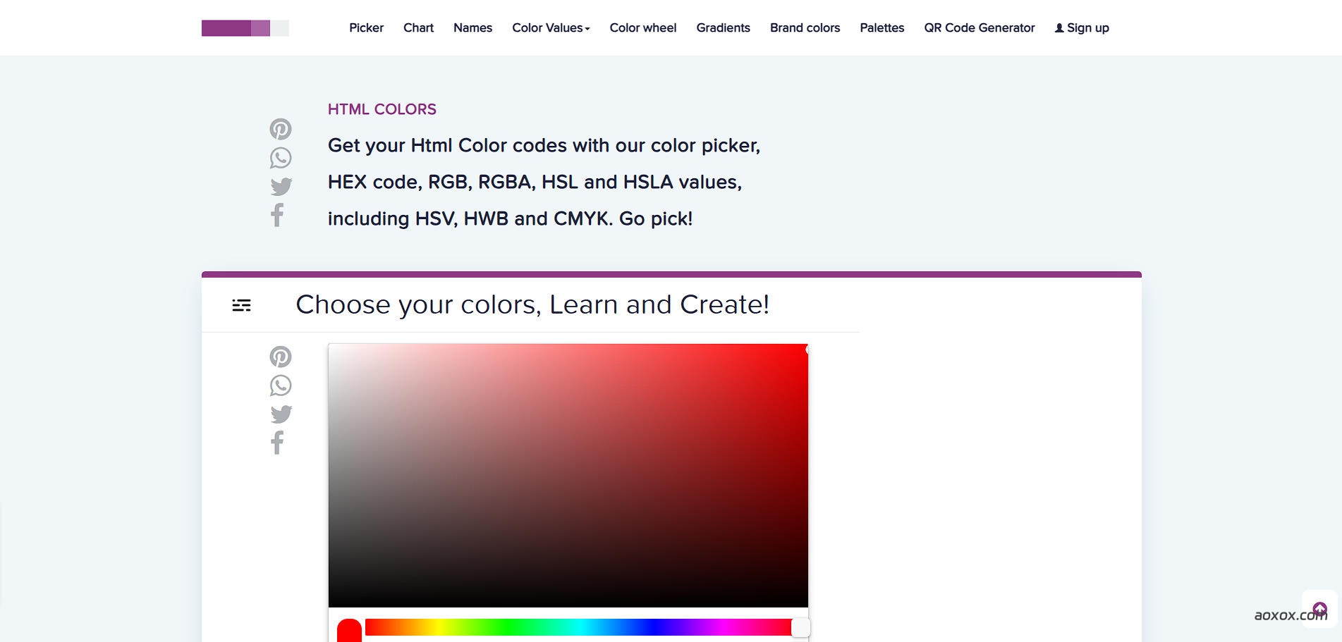 HTML Colors官网首页