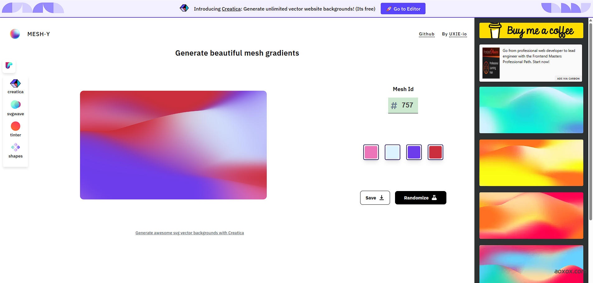 Mesh Gradient官网首页