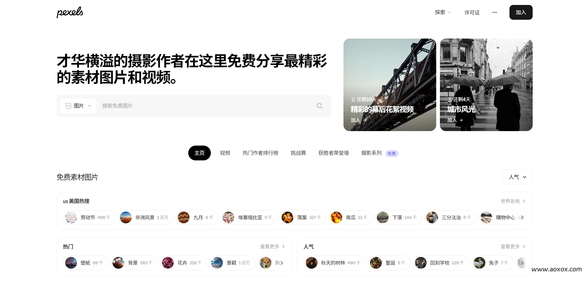 Pexels官网截图