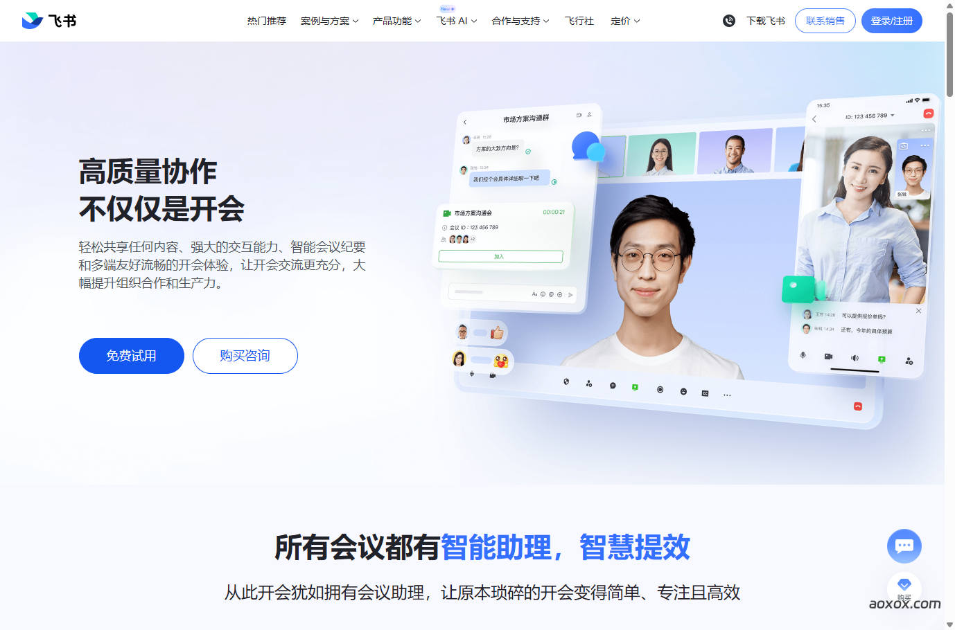 飞书会议官网截图
